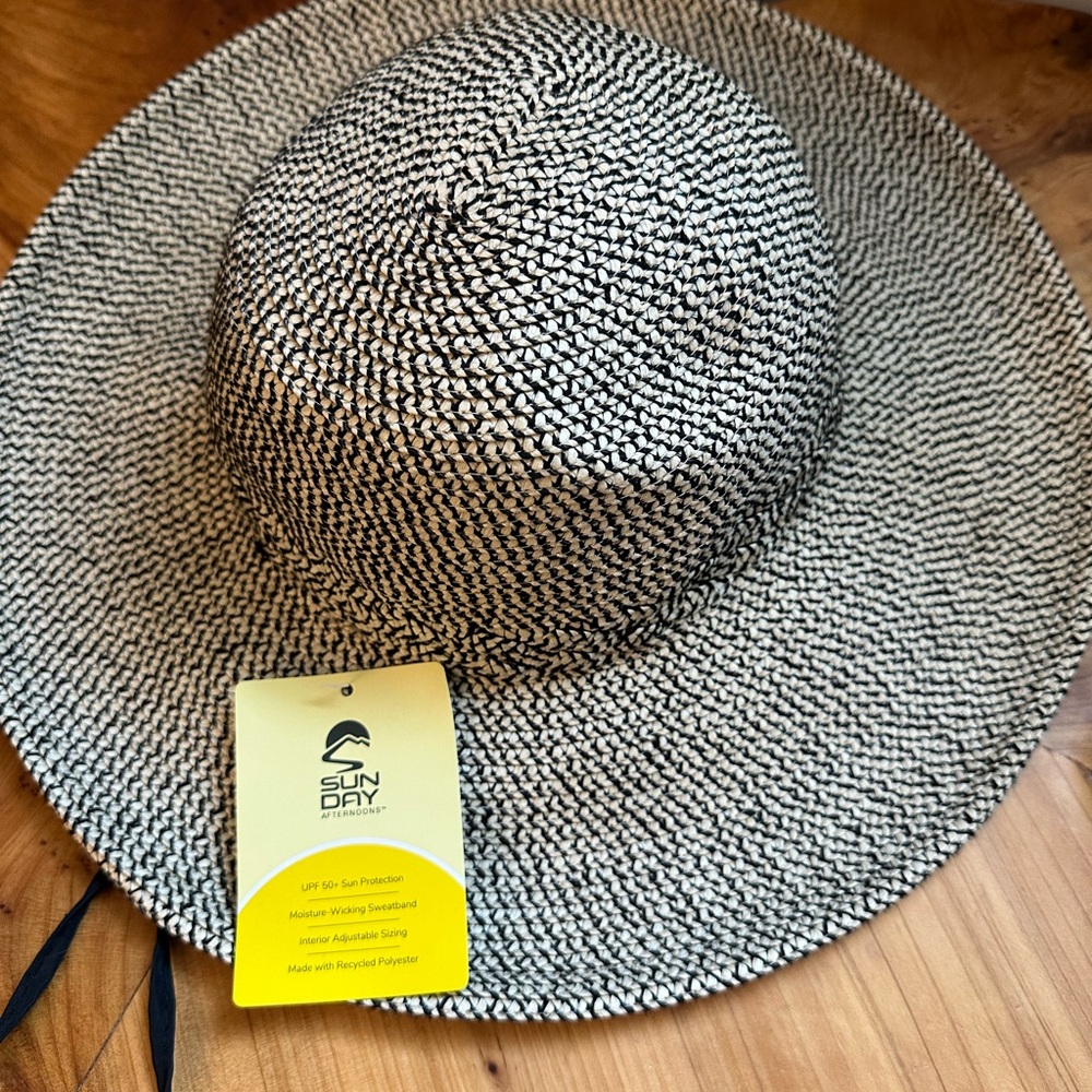 Sun Day Afternoons Black and White Wide Brim Hat
